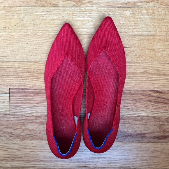 Rothy's Womens 8.5 Red The Point Knit Flat Balletcore Comfort Sustainable Preppy - Picture 9 of 15